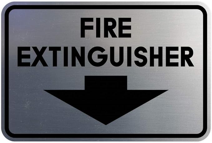Signs ByLITA Classic Framed Fire Extinguisher (Brushed Silver) - Medium