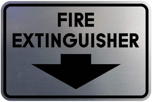 Signs ByLITA Classic Framed Fire Extinguisher (Brushed Silver) - Medium