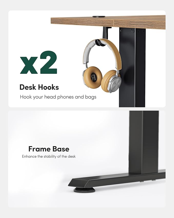 FEZIBO Electric Standing Desk, Height Adjustable Stand up Desk, 60 x 24 Inches Sit Stand Home Office Desk, Computer Desk, Rustic Brown