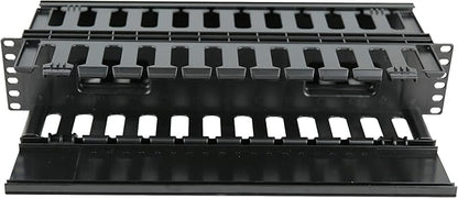 Raising Electronics 2U Horizontal Double Sided Finger Duct Cable Manager 19 Inch Rack Mount