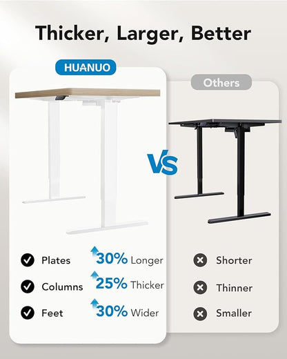 HUANUO 71 x 30 inch Electric Standing Desk, Powerful Brushless Motor Large Height Adjustable Table, 4 Memory Preset Sit Stand Up Desk, Home Office Computer Table with Thick T-Shaped Frame, Natural