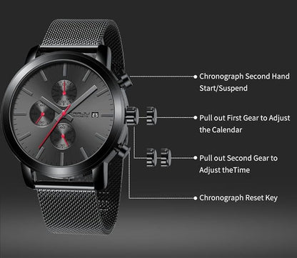 CRRJU Mens Stylish Casual Quartz Watches for Men Luxury Waterproof Calendar Chronograph Japan Movement Wristwatches