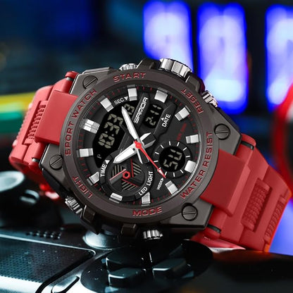 KXAITO Men's Watches Sports Outdoor Waterproof Military Watch Date Multi Function Tactics LED Alarm Stopwatch