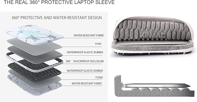 Kinmac 360° Heavy Duty Protective Laptop Computer Sleeve case Bag Cover with Handle for MacBook Pro 14 inch,14 inch-14.4 inch HP Lenovo Dell ASUS Acer Laptop (Purple Embroidery)