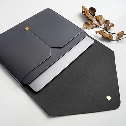 PU Leather Laptop Sleeve 13 Inch Compatible for 2024 13inch MacBook Air M3,13 MacBook Pro M2, Surface Pro 3 4 5 6 7, Dell XPS 13 with Small Pouch, Mouse Pad and Cord Organizer Color Dark Grey