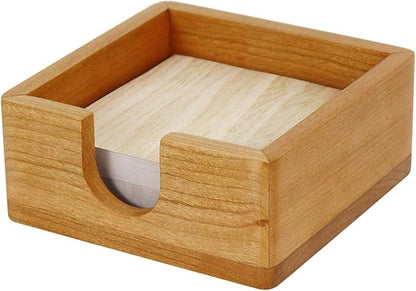 MultiBey Cherry Wood Sticky Note Holder, Self -Sticky Note Pad Holder, Thicked Wooden Post it Note Dispenser Memo Pad Holder, Desktop Accessories Organizer for Office School Home