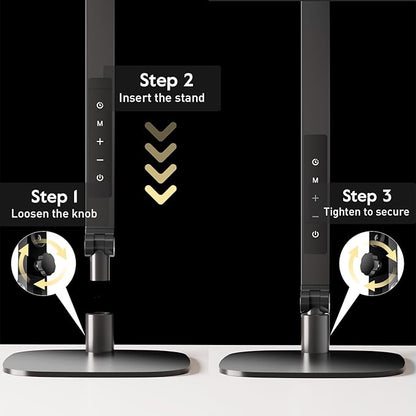 LED Desk Lamp for Home Office, Eye-Caring Diffused Desk Light, 3 Color Temperature 10 Brightness Computer Light, Dimmable Desk Light with Memory & Timer Func, Metal Swing Arm Table Lamp