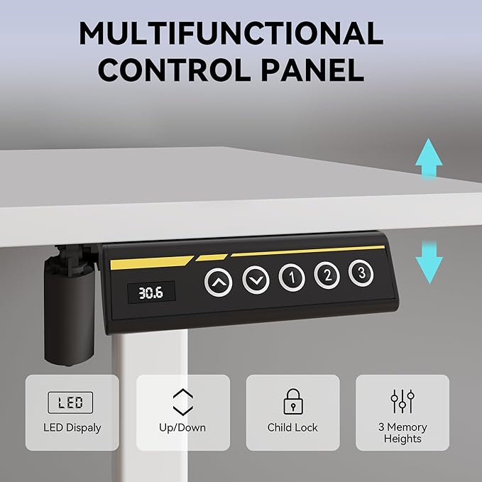 Electric Standing Desk 55"x24" Adjustable Height Stand Up Desk with Lockable Wheels Ergonomic Sit Stand Desk for for Work Office Home Computer Workstation (White)