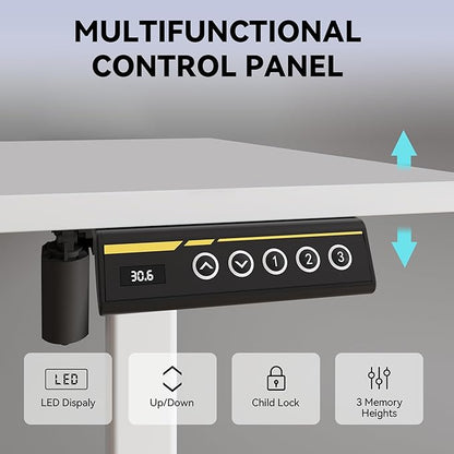 Electric Standing Desk Adjustable Height 40"x24" Stand Up Desk with Lockable Wheels Ergonomic Sit Stand Desk for for Work Office Home Computer Workstation (White)