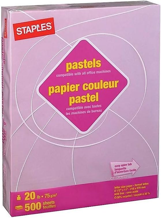Staples Pastel Colored Copy Paper, Make Your Ideas Attractive and Long-lasting, 8.5-Inch x 11-Inch, Lilac Color (500 Pastel Colored Sheets Per Ream)