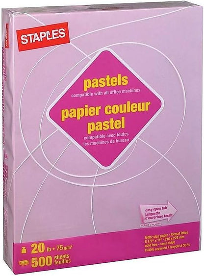Staples Pastel Colored Copy Paper, Make Your Ideas Attractive and Long-lasting, 8.5-Inch x 11-Inch, Lilac Color (500 Pastel Colored Sheets Per Ream)
