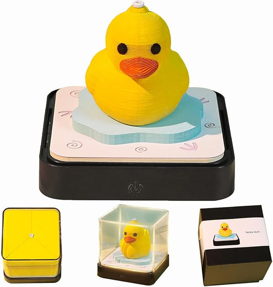 3D Time Piece Calendar 2026 DIY Tear Away Carving Art 3D Memo Pad With LED Lights sculpture artsy pads calendar notepad Desktop Decor-Yellow Duck