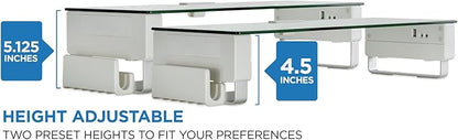 Mount-It! Glass Monitor Stand with 3 USB Ports | Desktop Riser Fits 24, 27, 30, 32 Inch Screens, 66 Lbs Capacity