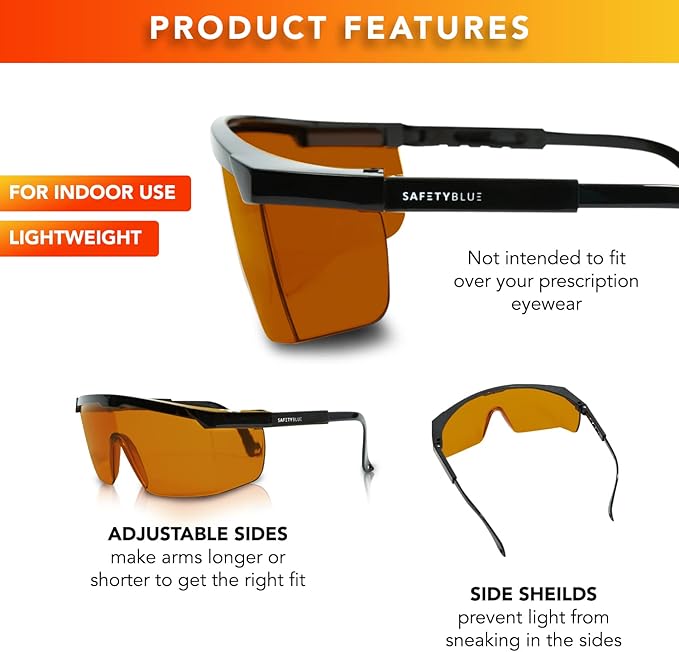 Sleep Enhancing Amber Glasses, Anti Blue and Green Blocking Glasses Night time Eye Wear, Better Night Sleep Eye Glasses Reduce Eye strain, Perfect for Mens or Womens