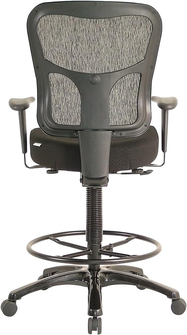 Tempur-Pedic TP8200 Fabric Drafting Stool with Backrest and Footrest with Lumbar Support, Black