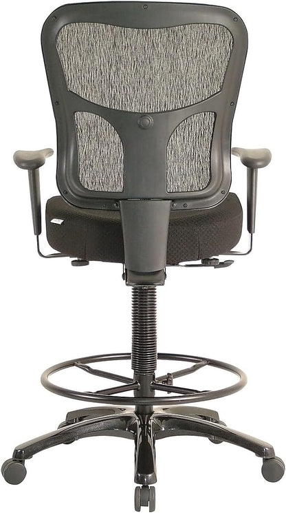 Tempur-Pedic TP8200 Fabric Drafting Stool with Backrest and Footrest with Lumbar Support, Black
