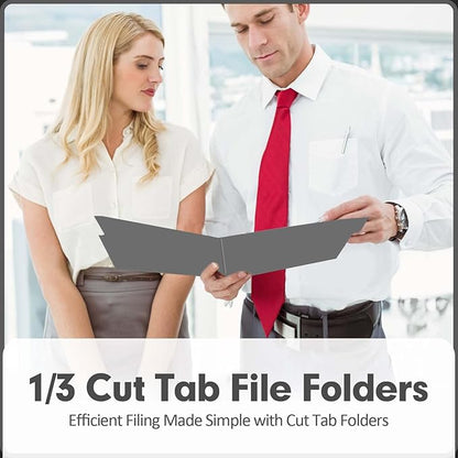 File Folder, PANDRI 120 Pack File Folder, 1/3 Cut Tab, Letter Size, Filing Folder for Office School Business, Dark Gray