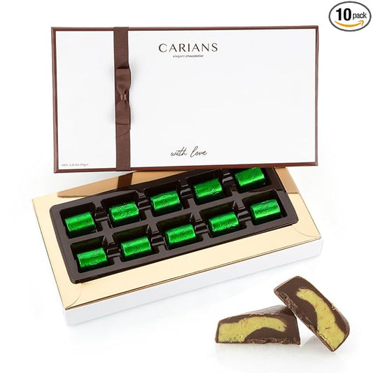 CARIANS Dubai Chocolate Gift Box, Dubai Chocolate Candy with Pistachio and Kunafa, Individually Wrapped Chocolate, Great for Gift Giving, Anniversary, Christmas, Thanksgiving, Halloween, 10 Pc