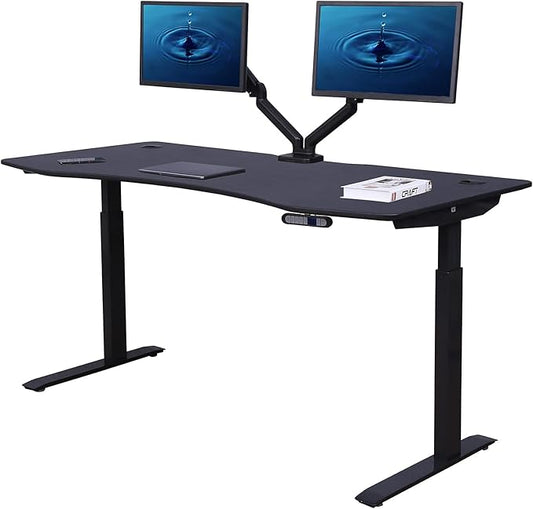 ApexDesk Elite Pro Series 60" x 27" Electric Height Adjustable Stand up Desk, Sit Stand Home Office Desk, Computer Desk - Curved Black