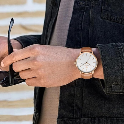 CHEETAH Minimalist Waterproof Quartz Watches for Men with Leather Strap, Auto Date