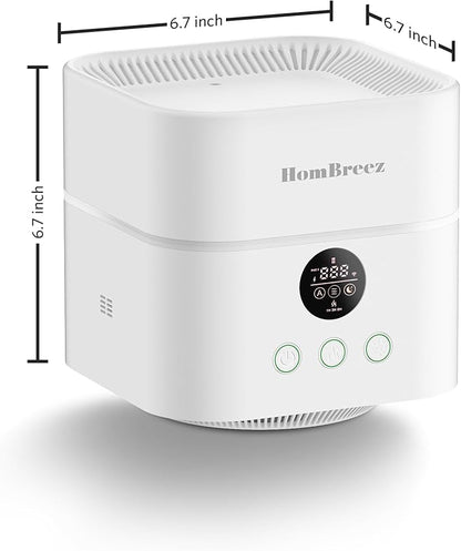 Air Purifier and Humidifier Combo for Bedroom, Covers Up to 200ft², H13 True HEPA Filter, 400ML Water Tank, Quiet Cool Mist Top Fill Essential Oil Diffuser for Baby, Pet Room, White