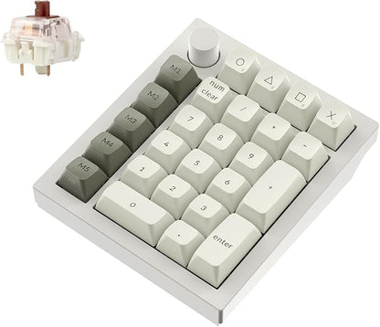 Keychron Q0 Max Wireless Custom Mechanical Numpad, 2.4 GHz/Bluetooth 5.1/Wired QMK Number Pad, RGB Hot-Swappable with Gateron Brown Switch for Laptop Mac Windows Linux - White