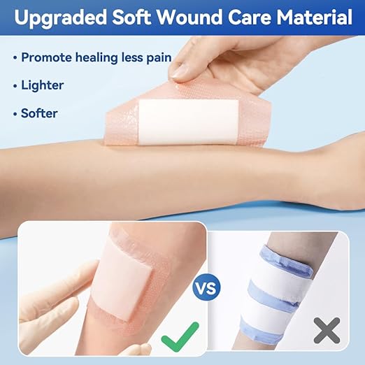Dimora Silicone Super Absorbent Wound Dressings - Gentle Adhesive Bandages with Ultrasorb Polymer,Heavy Exudate Wound Care Pads 6"X 6" 10 Packs