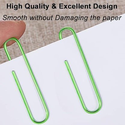 100PCS 2" Large Vinyl Coated Paper Clips, Green Jumbo Rust-Resistant for School, Home & Office, Smooth and Sturdy Metal, Ideal for Organizing Documents