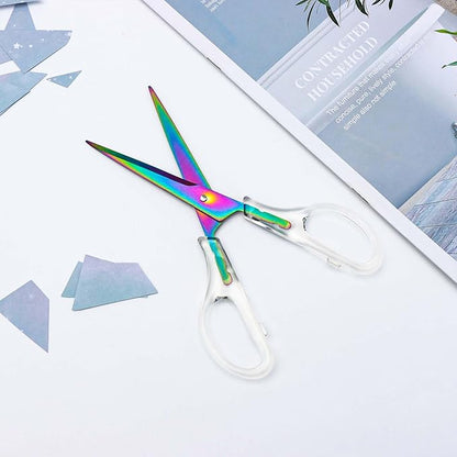 AxeWoodz Rainbow Scissors 6.5 Inch Office Scissors Craft Scissor Stainless Steel Blade with Clear Acrylic Handle All Purpose Shears