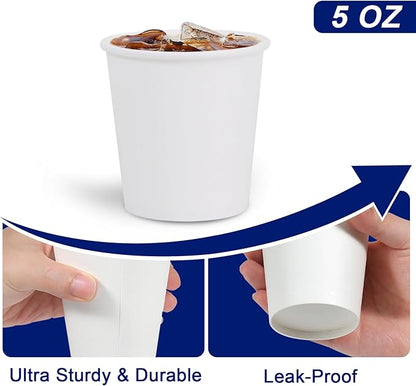 [300 Pack 5 oz Mini Paper Cups White, Small Mouthwash Cups 5 OZ, Disposable Bathroom Cups 5 Ounce for Supermarket, Birthday Party, Travel, Events, Picnic, BBQ