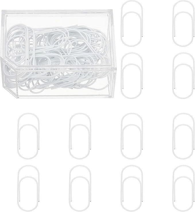 PATIKIL 50 Pcs Paper Clip, 2inch Non-Skid Metal Paper Clamp Clips Large for Office Supplies Craft Scrapbook Document Note Sorting, Electroplating, White