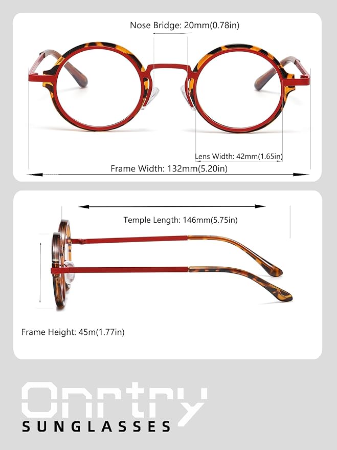 Onrtry Fashion Small Round Blue Light Blocking Glasses for Women Men Metal Frame Eyewear Glasses