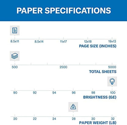 Hammermill Printer Paper, Premium Color 28 lb Copy Paper, 8.5 x 11 - 1 Ream (500 Sheets) - 100 Bright, Made in the USA, 102467R