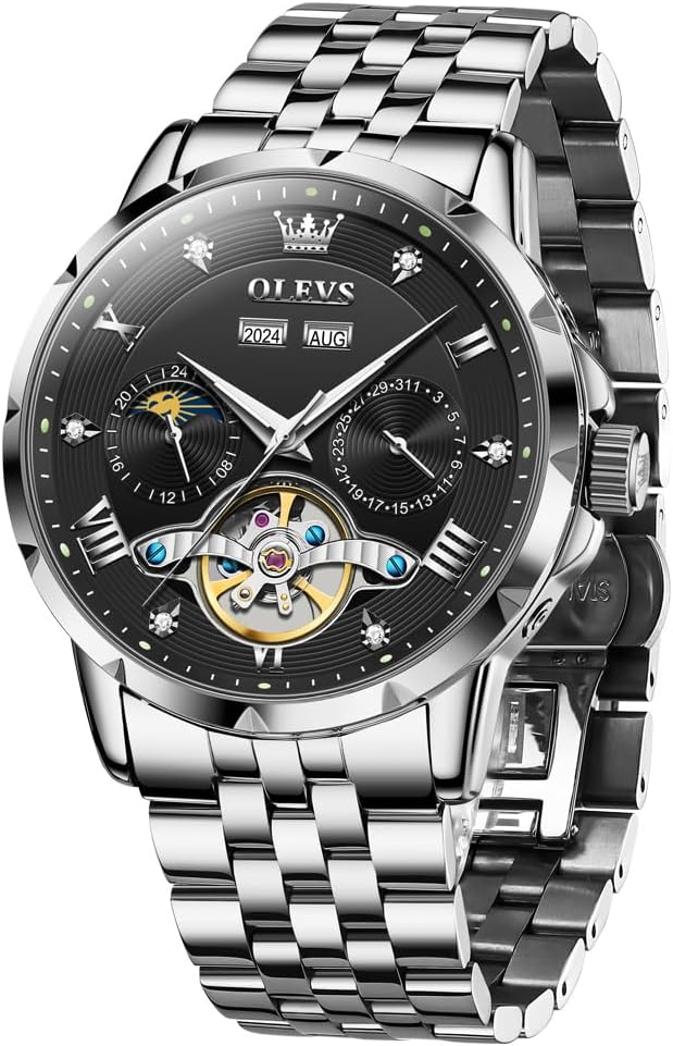 OLEVS Watch for Men Luxury Dress Analog Quartz Stainless Steel Waterproof Luminous Date Diamond Business Two Tone Casual Wrist Watch