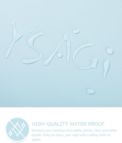 YSAGi Non-Slip Leather Desk Pad, Waterproof Laptop Computer Desk Keyboard Mat, Table Protector Blotter Mat, Large Mouse Pad for Office/Work/Home/Decor(Sky Blue, 31.5" x 15.7")