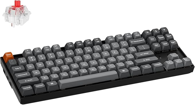 Keychron K8 Max Wireless Mechanical Gaming Keyboard, TKL Layout QMK 2.4 GHz/Bluetooth 5.1/Wired Tri-Mode Connection, RGB with Keychron Super Red Switch Compatible with Mac Windows Linux