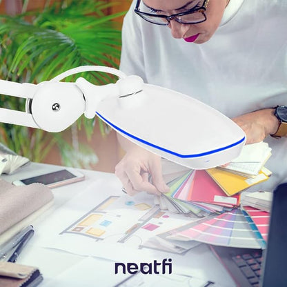 Neatfi XL LED Desk Lamp with Clamp – 2,200 Lumens, 23” Wide, Dimmable Task Light for Office, Study, Crafting & Nail Techs (Non-CCT with Clamp, White)