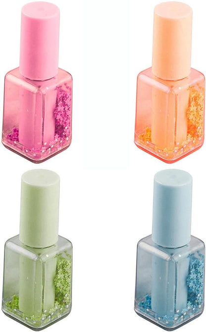 4 Pcs Multifunctional Highlighters Set Nails Polish Shape Highlighter Marker Fluorescent Pen Bible Marker Pen