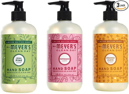 Mrs. MEYER'S CLEAN DAY hand soap Scent Variety Pack, (Peppermint + Iowa Pine + Orange Clove)