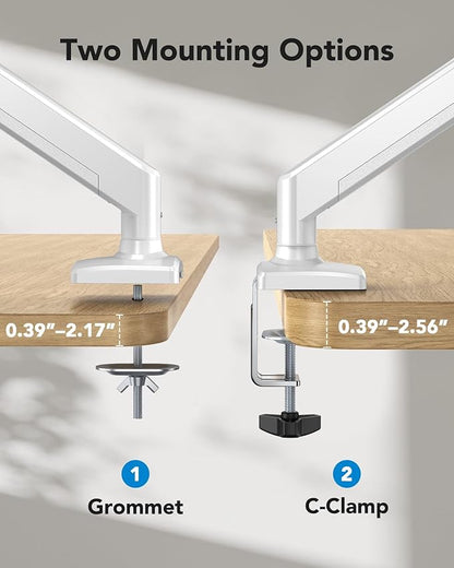 HUANUO Single Monitor Arm 13-34 Inch, Adjustable Gas Spring Arm, Monitor Desk Mount for 4.4-22lbs, VESA 75/100mm with C-Clamp/Grommet Base, Ergonomic Stand for Work/Gaming