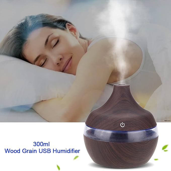 300ml Wood Humidifier, USB Electric Air Diffuser, Wood Humidifier, Essential Oil, Aromatherapy, Cool Mist, Humidifier Bedroom, Living Room,