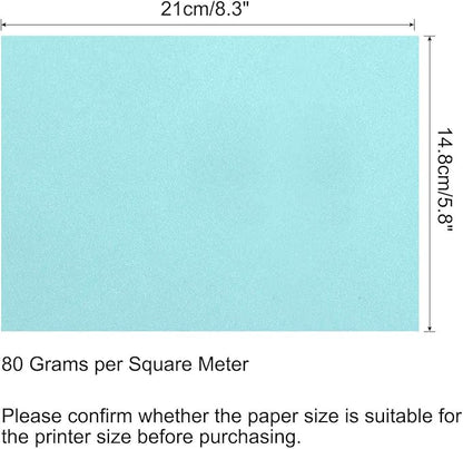 MECCANIXITY 50 Sheets Colored Copy Paper 8.3 x 5.8 Inch Printer Paper 80gsm Light Blue for Office Printing, Document Copying, Invitations, Forms, Art Projects