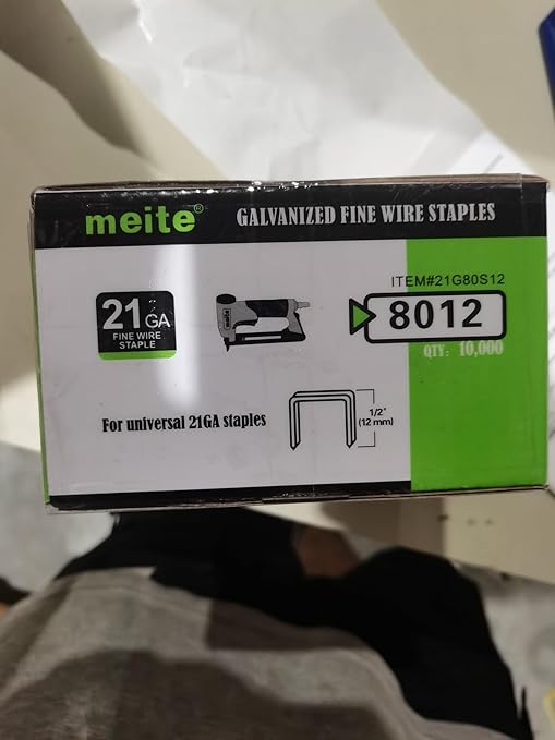 meite 21 Gauge Upholstery Staples, 1/2-Inch Crown with 1/2-Inch Length Galvanized Heavy Duty Staples for Staple Guns MT8016, MT8016S, and MT8016SLN (10,000 Counts)