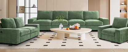 TEKAMON 45" Accent Chair with Seat Storage, Oversized Single Sofa Chair, Modern Chenille Fabric Armchair for Living Room/Office with Wide Armrests, Side Pockets, USB/Washable Covers(Green)