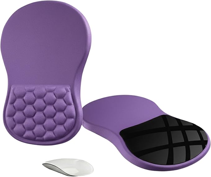 Ergonomic Mouse Pad with Wrist Support, Memory Foam Wrist Rest for Carpal Tunnel & Wrist Pain Relief, Non-Slip Rubber Base, Comfortable Gaming Mousepad for Computer, Laptop, Office & Home