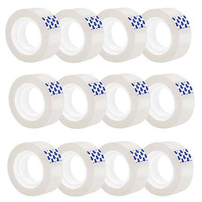 12 Rolls Clear Tape, Transparent Tape Refills for Dispenser, 1 Inch Core, 3/4 x 1000 Inches, Strong Adhesive for Gift Wrapping, Office, School, Home, Desk Supplies & Crafts