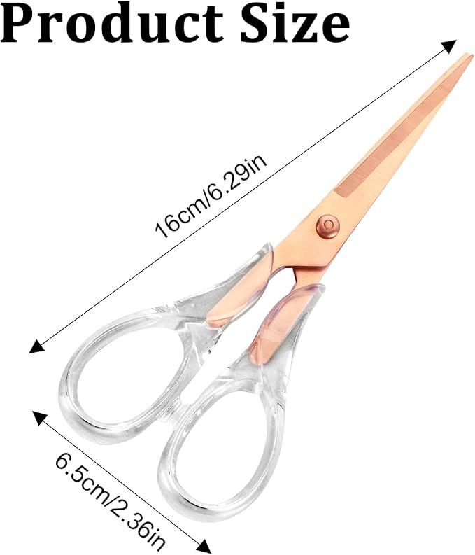 Heavy Duty Rose Gold Scissors Craft Scissors Clear Acrylic Scissor Craft Office Professional Shears for Home School Office Paper Fabric