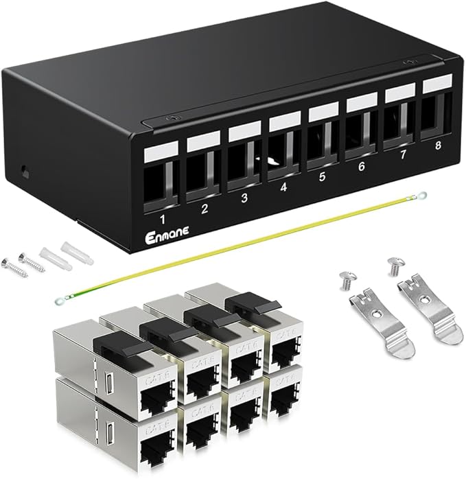 8 Port Patch Panel CAT6 Keystone Patch Panel UTP Network for Home/Office (1U 8Port, CAT6 Shielded)