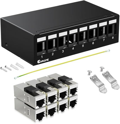 8 Port Patch Panel CAT6 Keystone Patch Panel UTP Network for Home/Office (1U 8Port, CAT6 Shielded)