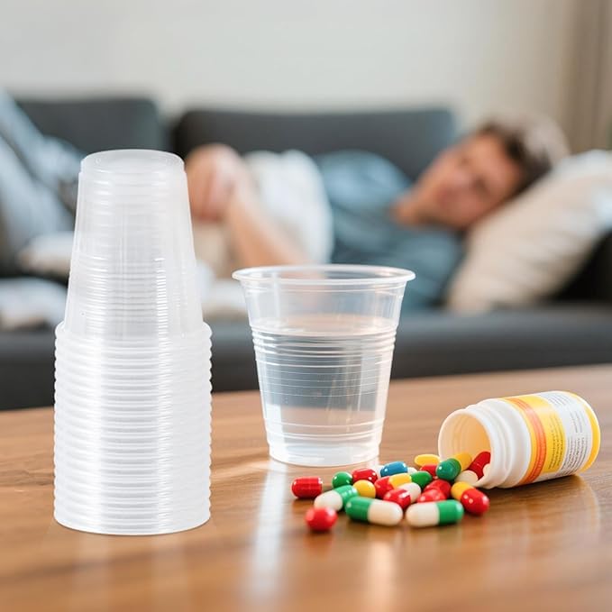 SIUQ 600 Pack 5 oz Clear Plastic Cups, Small Disposable Bathroom Mouthwash Cups, Hot/Cold Beverage Drinking Cup for Party, Picnic, Travel, Halloween, Christmas